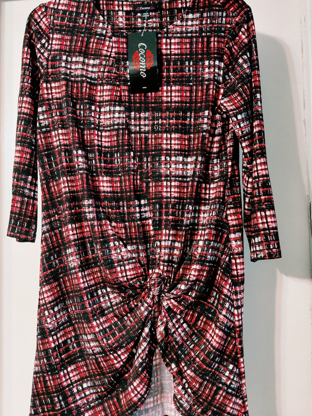 Cocomo Red & Black Plaid Twist-Front Women’s Dress